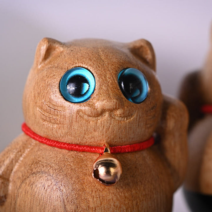 Buddha Stonesミニ招き猫子猫フィービー・ジェンナン木製祝福飾り - image 4