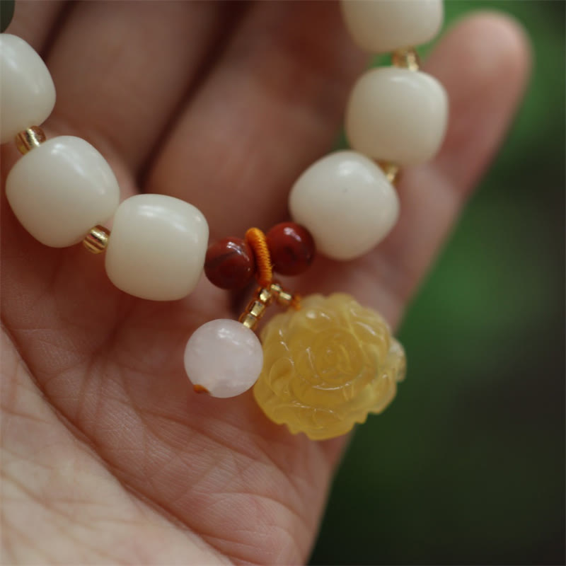 Buddha Stonesグラデーション菩提樹種子琥珀蓮平和ブレスレット