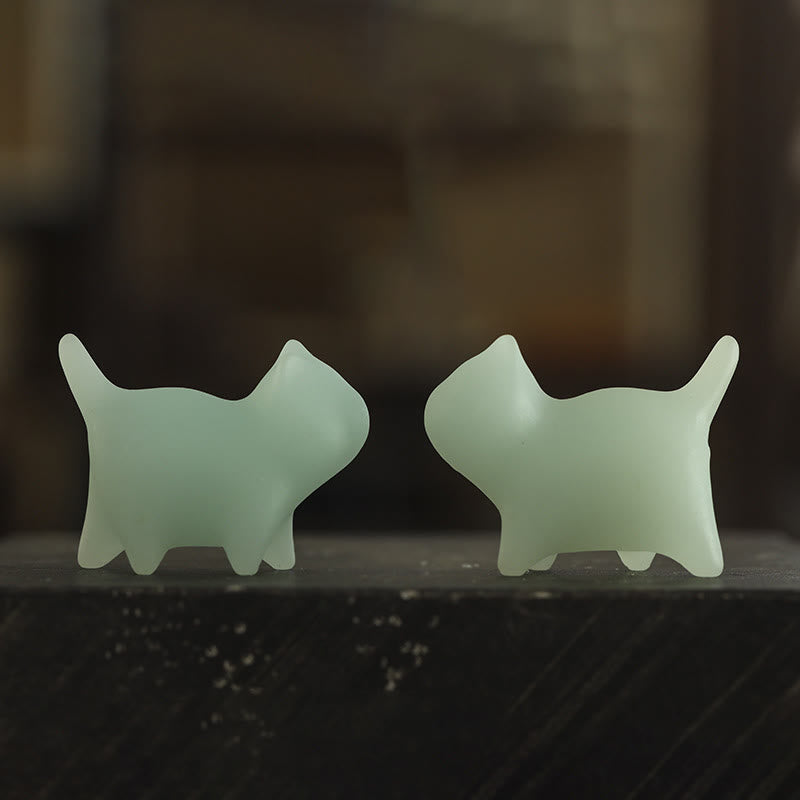 Buddha Stones2個 ミニ かわいい 猫 グローストーン 光る 幸運の猫 エネルギー デコレーション - image 5
