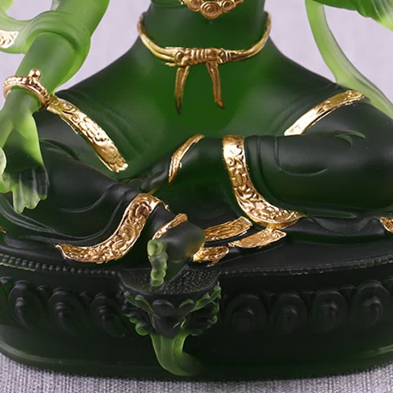Buddha Stonesグリーンターラ ハンドメイド リュウリ クリスタル アートピース 守護 自宅 オフィス 像 装飾 - image 10