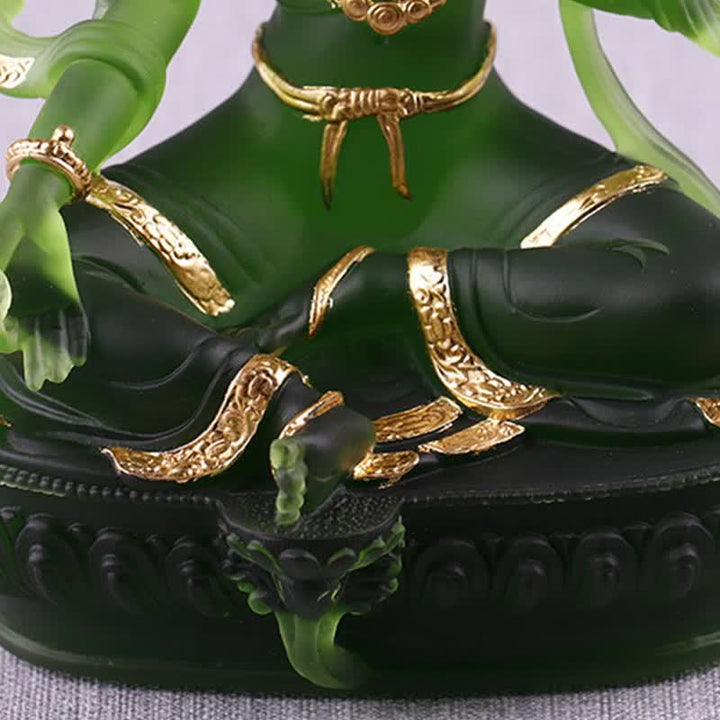 Buddha Stonesグリーンターラ ハンドメイド リュウリ クリスタル アートピース 守護 自宅 オフィス 像 装飾 - image 10