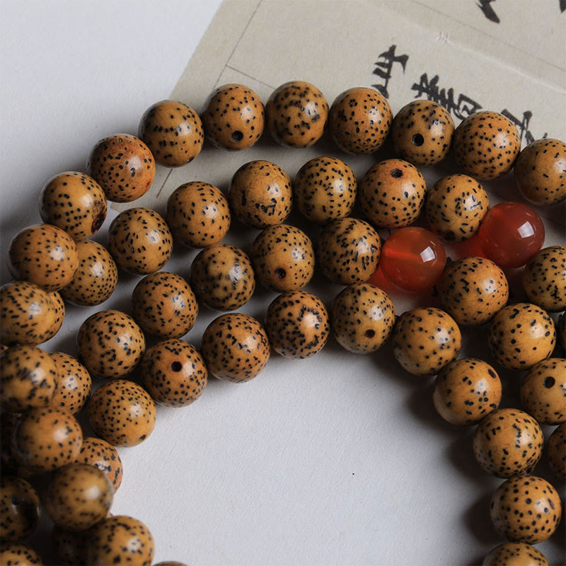 Buddha Stones108 個入りMala菩提樹 赤瑪瑙 縁起の良いブレスレット