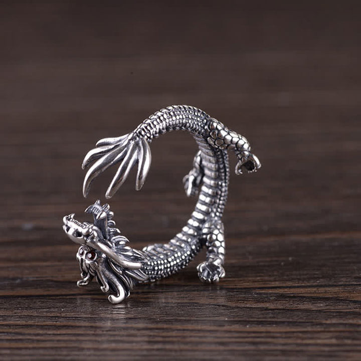 Buddha Stones925スターリングシルバー ドラゴン 幸運の守護リング - image 8