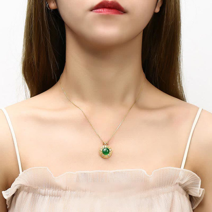 925スターリングシルバーグリーンカルセドニー和田白翡翠の強さのネックレスペンダント