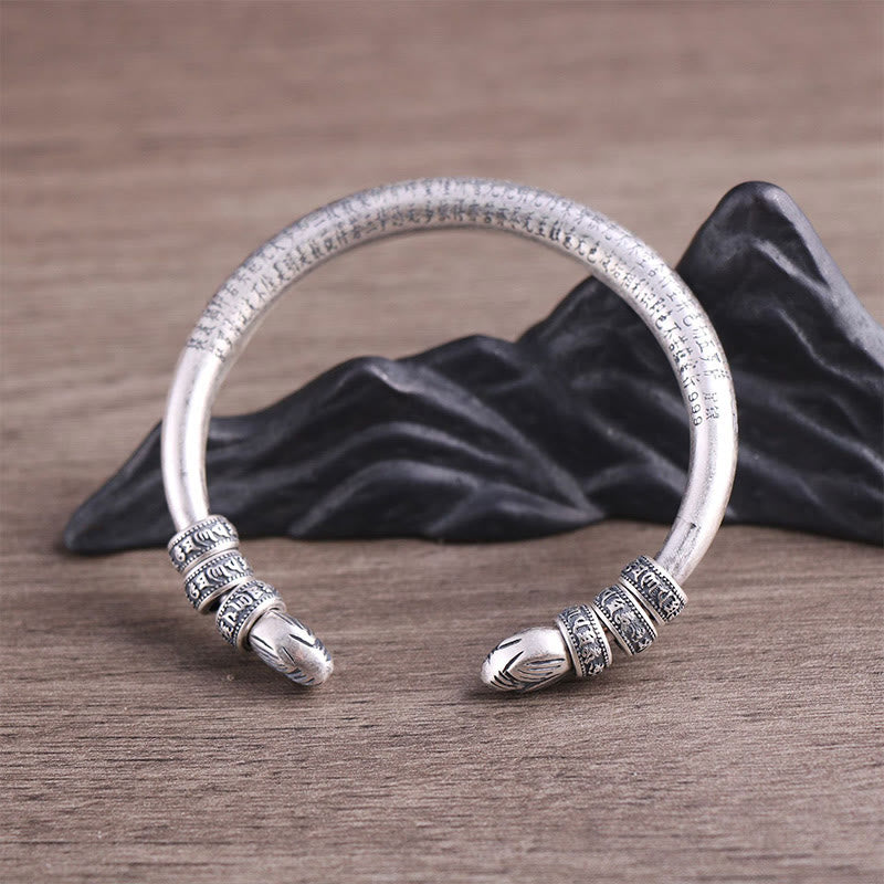 Buddha Stones999スターリングシルバー 般若心経オーム・マニ・パドメ・フム刻印入り 平和 純潔 ブレスレット バングル - image 5