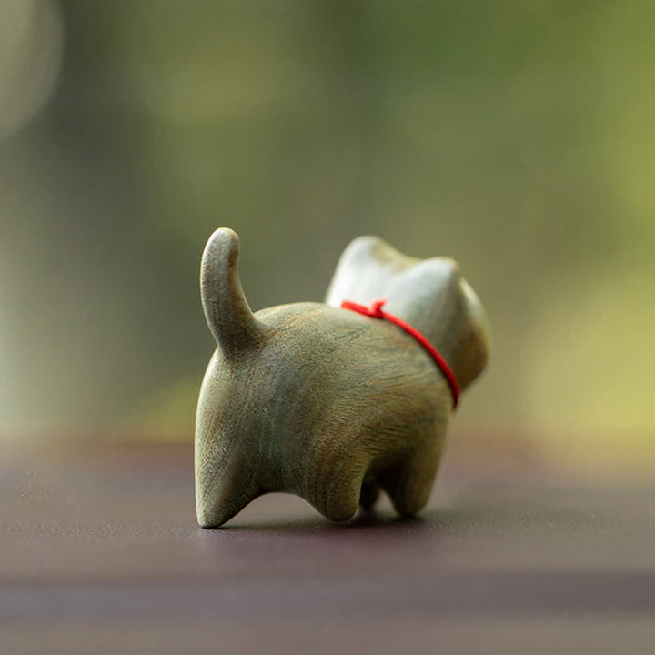 Buddha Stones緑白檀小葉紫檀かわいい猫の動物 心を落ち着かせる平和の装飾 - image 5