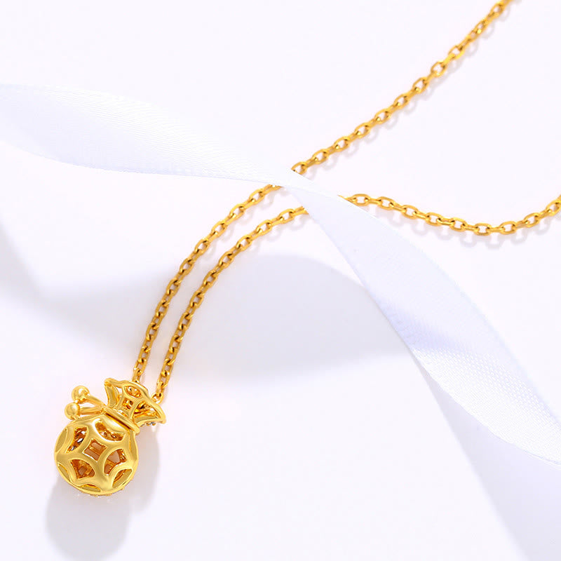 24Kゴールドメッキのフーキャラクターフォーチュンマネーバッグネックレスペンダント