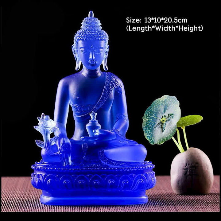 Buddha Stones薬師如来 手作り 瑠璃水晶 芸術作品 慈悲の像 自宅 オフィス 供物 装飾