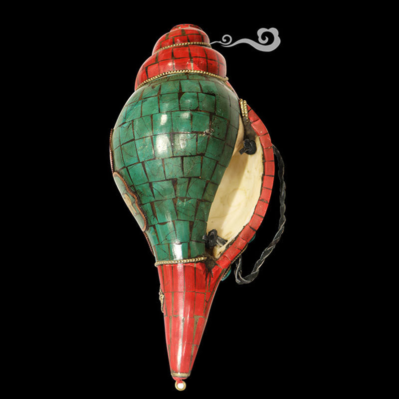 チベットの手作りシャンカオーム・マニ・パドメ・フム仏法螺貝幸運の装飾 - image 5