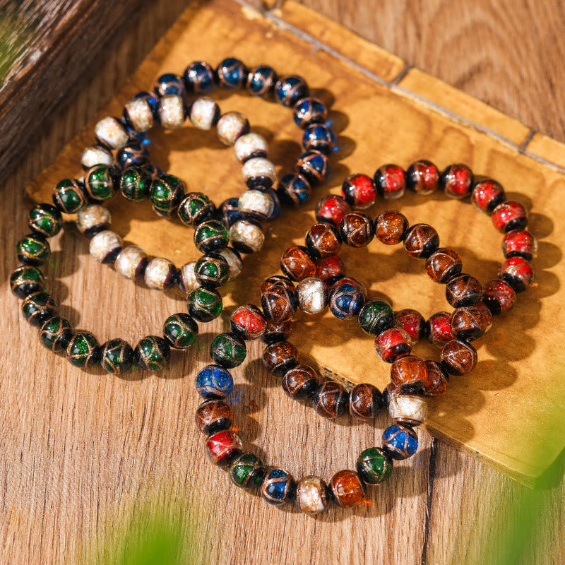 Buddha Stonesチベット古典琉璃ガラスビーズ幸運富ブレスレット
