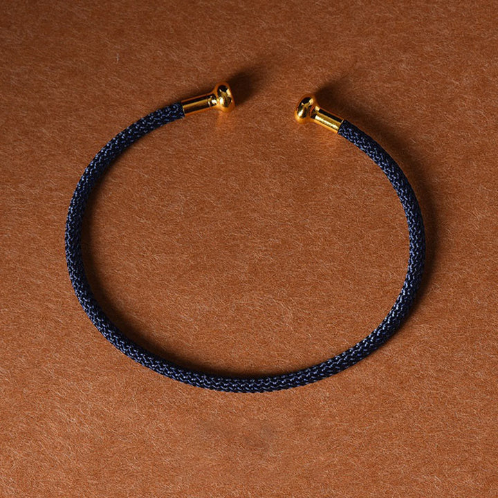 Buddha Stonesのシンプルなデザイン、手作りの幸運の編み紐カフブレスレット - ダークブルー - image 25