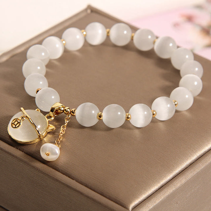 Buddha Stonesアイラブキャット柄パールラブチャームブレスレット - image 4