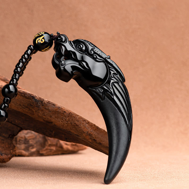 Buddha Stones天然黒翡翠 十二支 龍の歯模様 守護ネックレス ペンダント - image 2