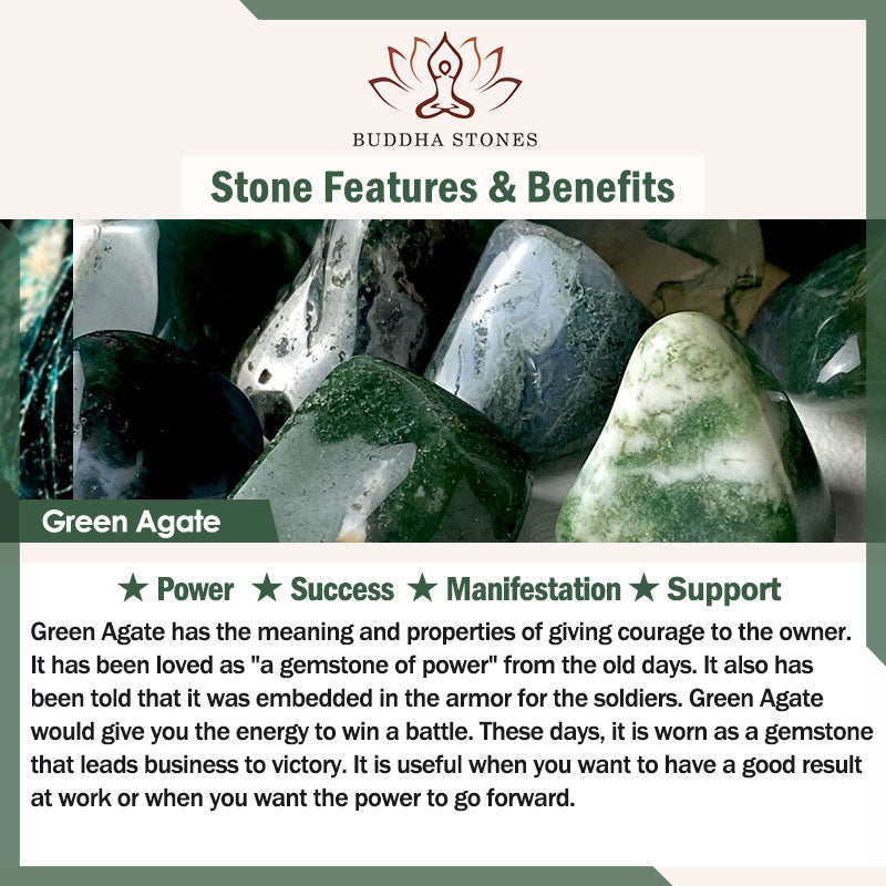 Buddha Stones 108 個Mala天然グリーンアゲート パワーサポートブレスレット