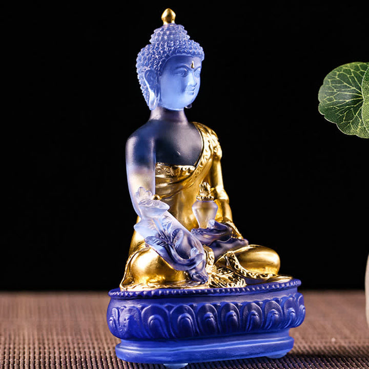 Buddha Stones薬師如来 手作り 瑠璃水晶 芸術作品 慈悲の像 自宅 オフィス 供物 装飾