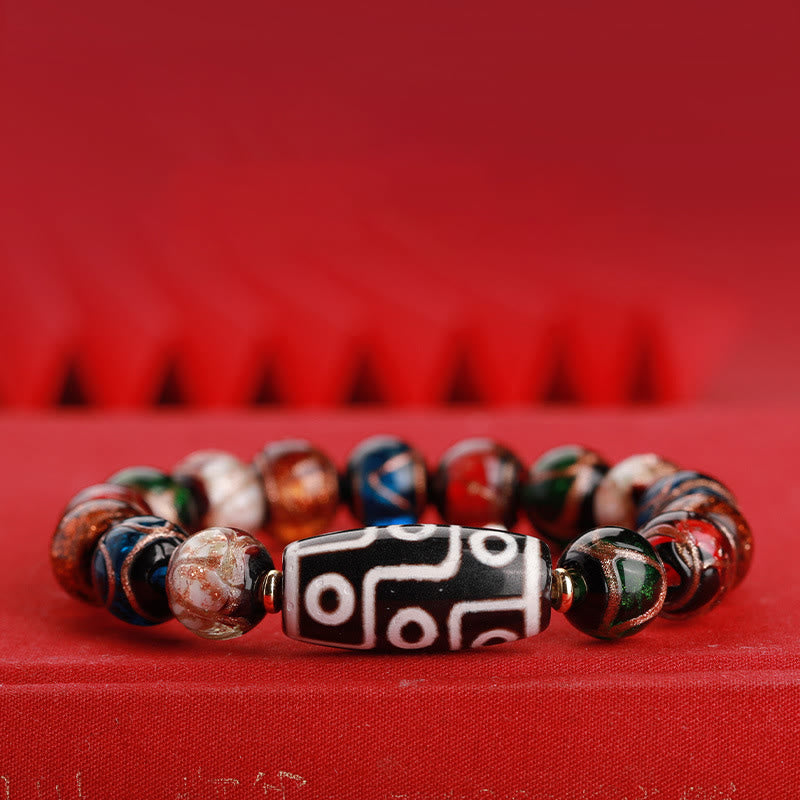 Buddha Stonesチベット九眼珠三眼珠琉璃ガラス玉富のブレスレット