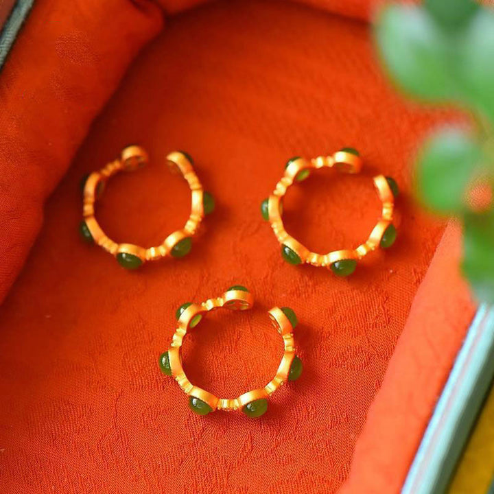 Buddha Stonesシアン翡翠 癒し 穏やか 調節可能 リング - image 13