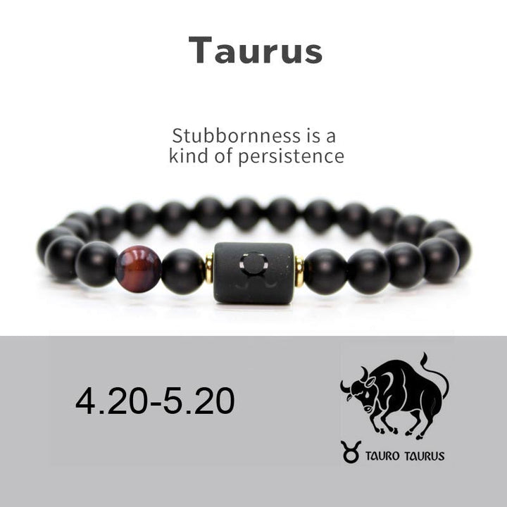 Buddha Stones12星座 ブラックオニキス 調節可能ブレスレット