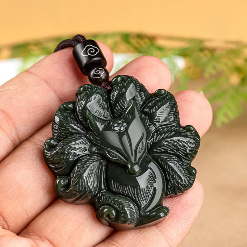 和田青翡翠九尾狐幸運ネックレスペンダント – jp.buddhastoneshop