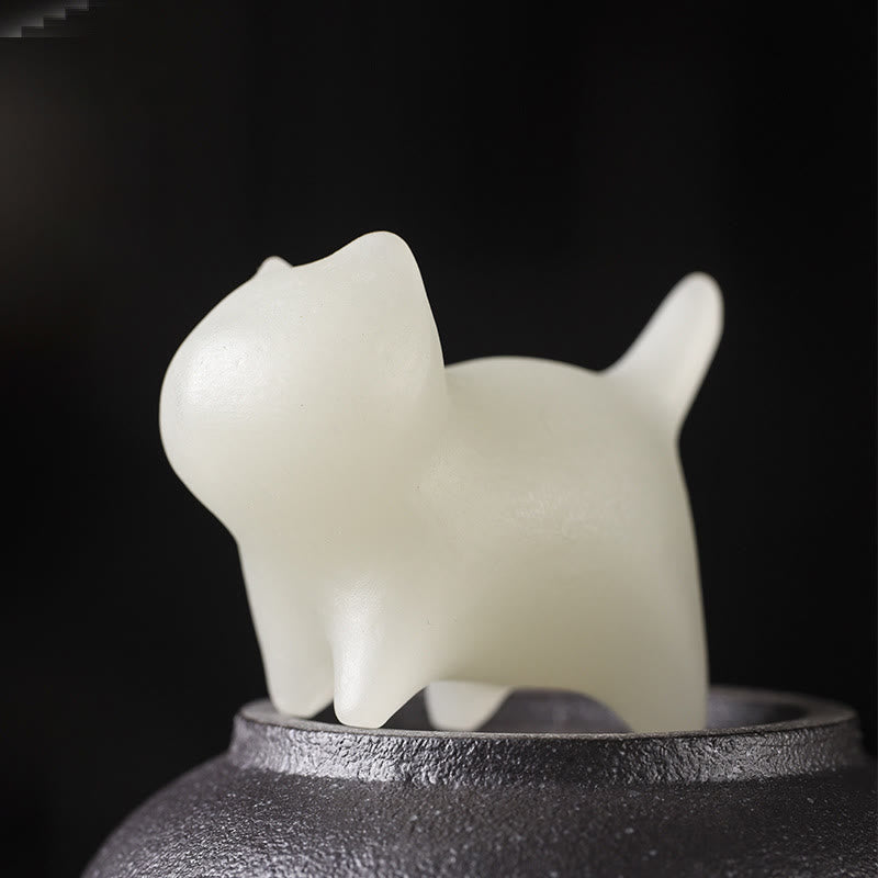 Buddha Stones2個 ミニ かわいい 猫 グローストーン 光る 幸運の猫 エネルギー デコレーション - image 3