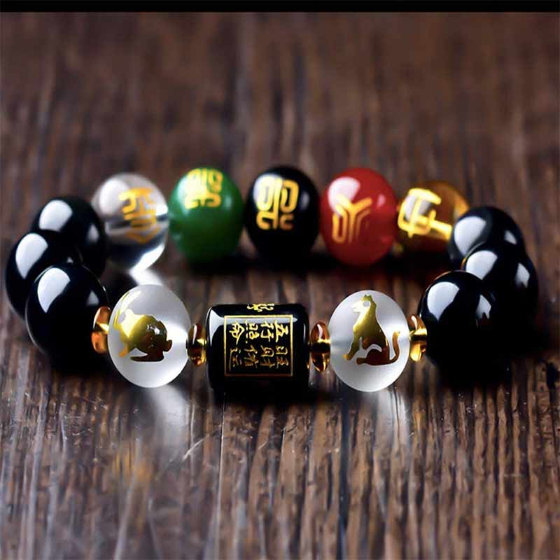 Buddha Stones 黒曜石 十二支 財運 金運 開運 守護 メンズ レディース ブレスレット