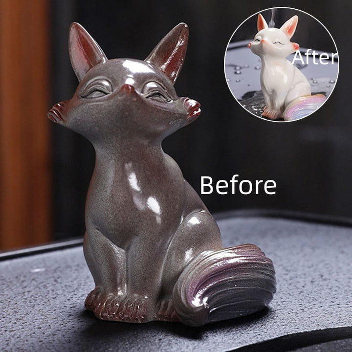 色が変わるBuddha Stones小さくてかわいいキツネのティーペット 樹脂製 置物 インテリア