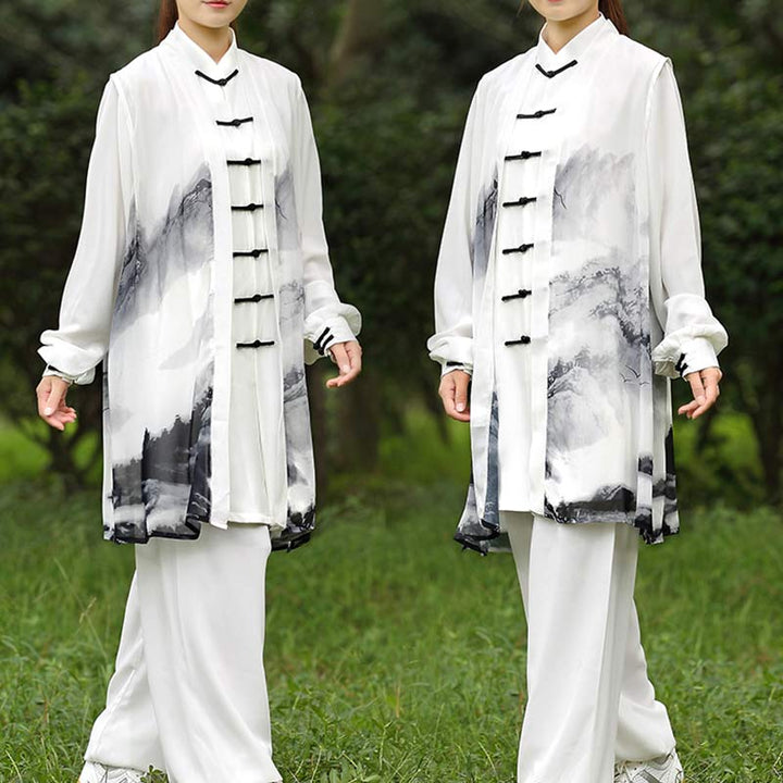 3点セット 水墨画 瞑想 祈り スピリチュアル 禅 太極拳 気功 練習 ユニセックス 服 セット