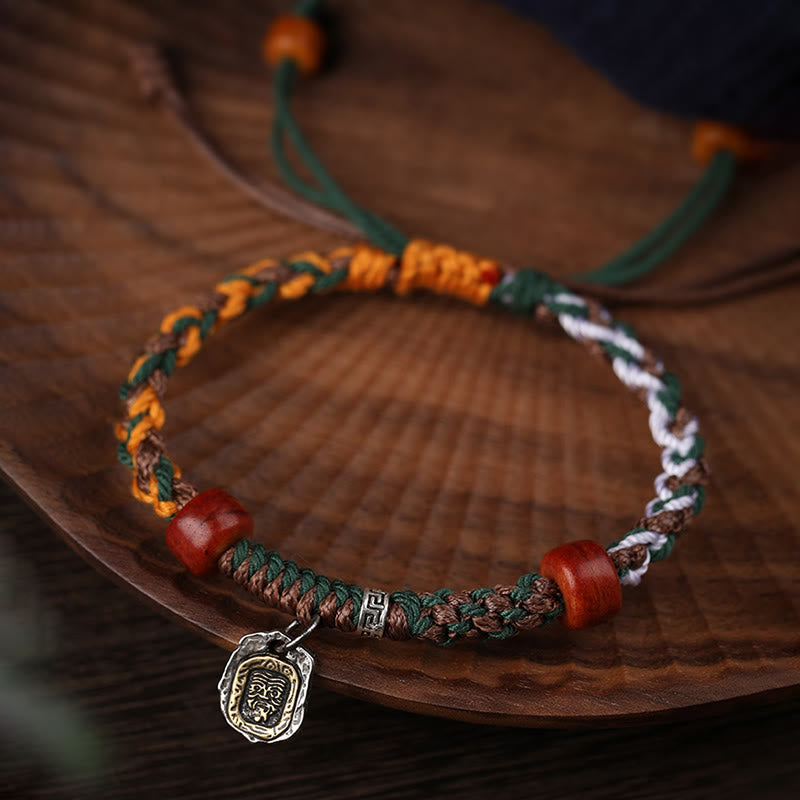 Buddha Stonesハンドメイド チベットシルバー 925 スターリングシルバー ザキラム 富の女神 ラクダの骨 守護 編み込みブレスレット