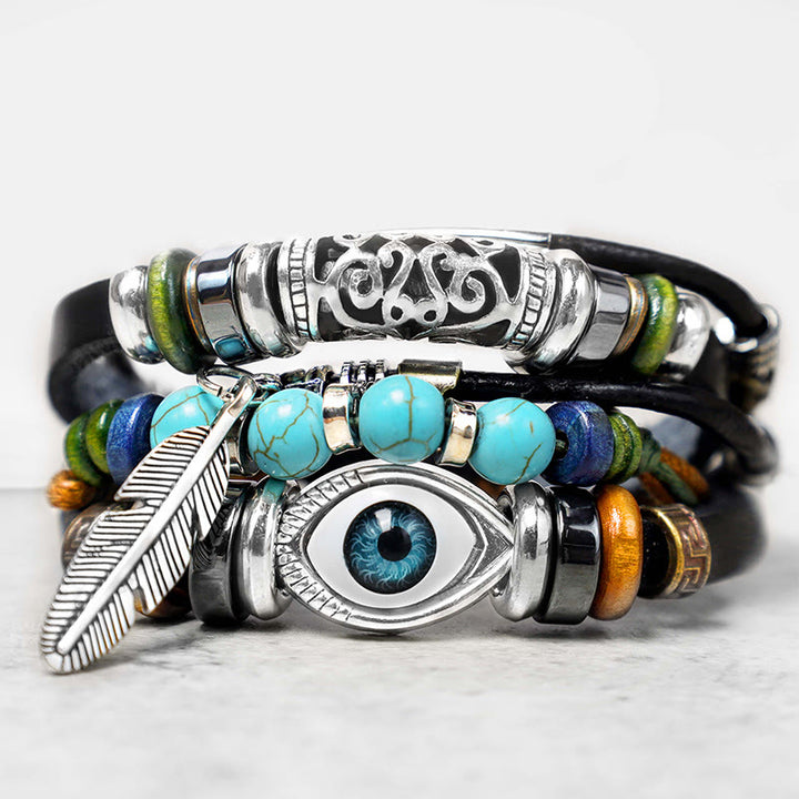 Buddha Stonesチベットターコイズ邪眼浄化ブレスレット - ターコイズ - image 0