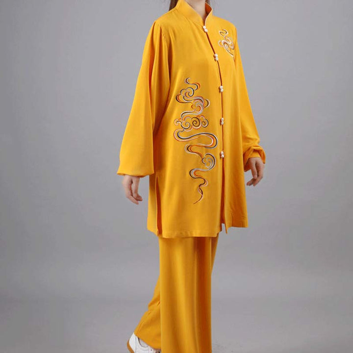 Buddha Stones縁起の良い雲 刺繍 瞑想 祈り スピリチュアル 禅 太極拳 気功 練習 ユニセックス 服セット