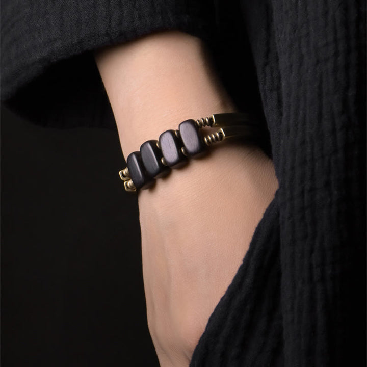 Buddha Stonesチベット黒檀銅 バランス 二重層ブレスレット - image 4