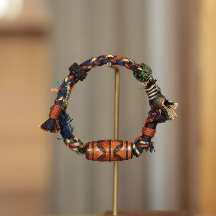 Buddha Stones ヴィンテージ チベット ジービーズ 幸運のロープブレスレット - image 2