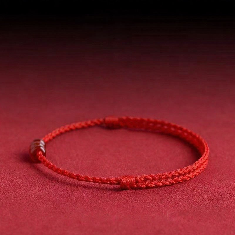 Buddha Stones ミニマルなレッドアゲートそろばんビーズの守護ブレスレットアンクレット - image 1