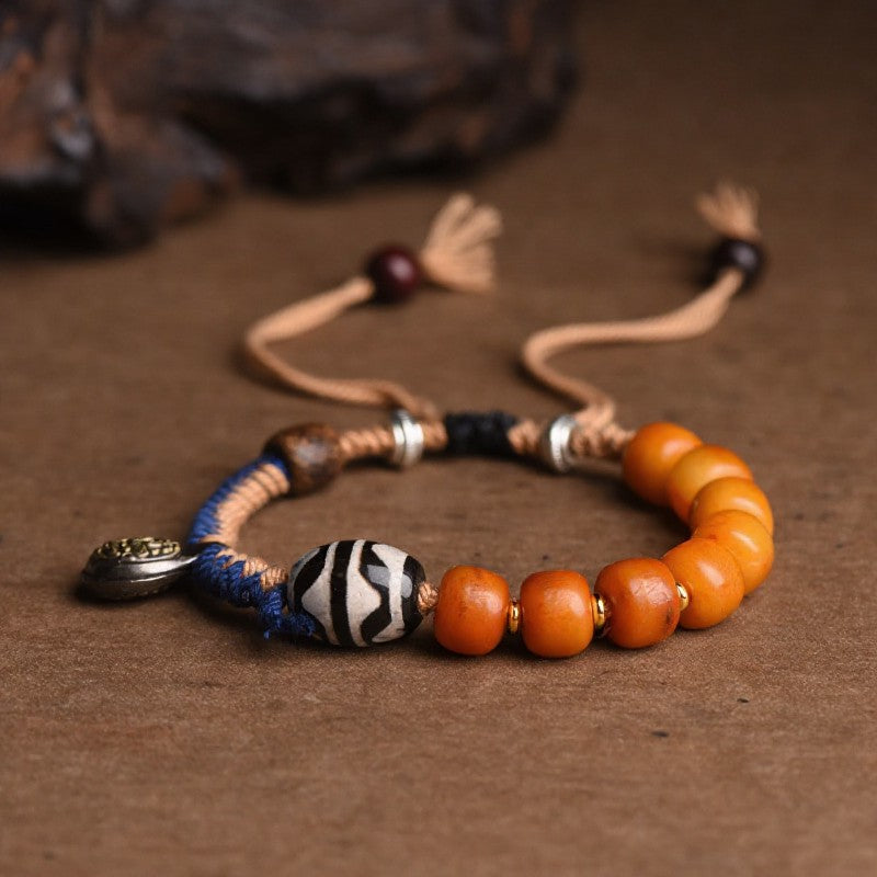 Buddha Stones チベット真鍮アクセント付きジービーズ開運財運ブレスレット - ジービーズ（手首周り：15～18cm） - image 0