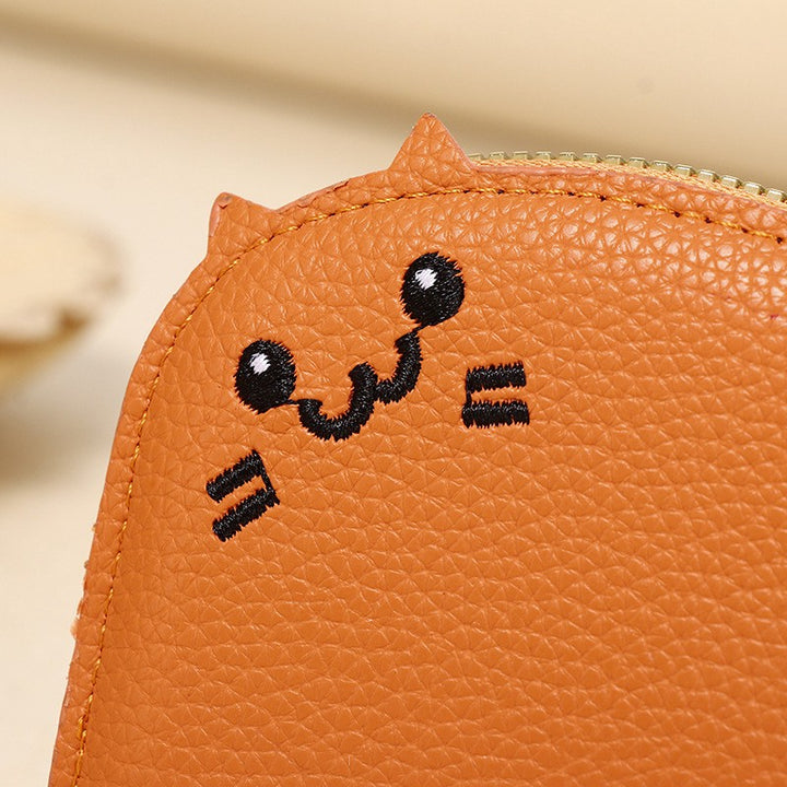 Buddha Stones PUレザー製猫耳刺繍入りコンパクト財布 - image 8