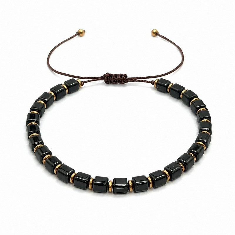 Buddha Stones 黒曜石の保護スクエアビーズ編み込み調節可能ブレスレット - image 4