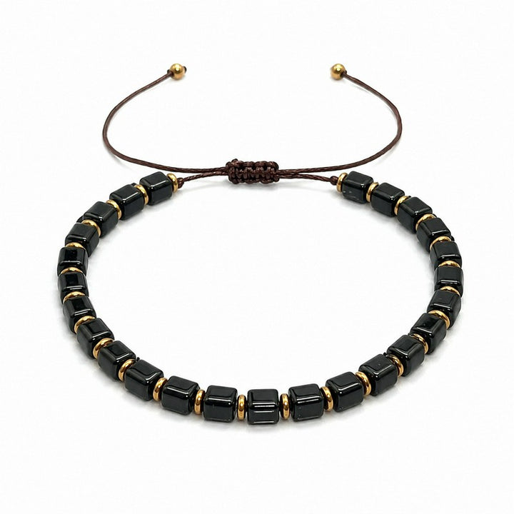 Buddha Stones 黒曜石の保護スクエアビーズ編み込み調節可能ブレスレット - image 4