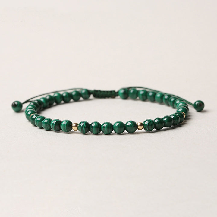 Buddha Stones天然マラカイト 保護 静寂 ストリングブレスレット - image 0