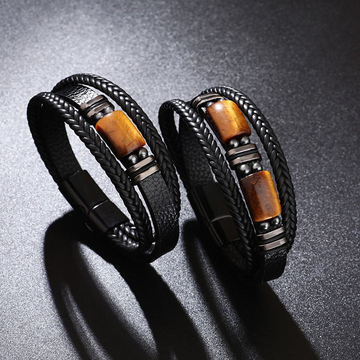 Buddha Stonesタイガーアイ パワー マグネットバックル マルチレイヤーレザーブレスレット - image 9