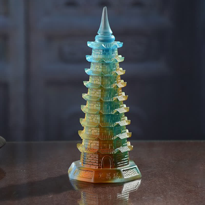 風水文昌塔手作りのLiuliクリスタルパゴダアートピース幸運ホームオフィスの装飾 - image 6