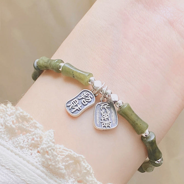 Buddha Stones925 スターリングシルバー 竹翡翠 幸運の猫福キャラクター 幸運の豊かさのブレスレット - image 9