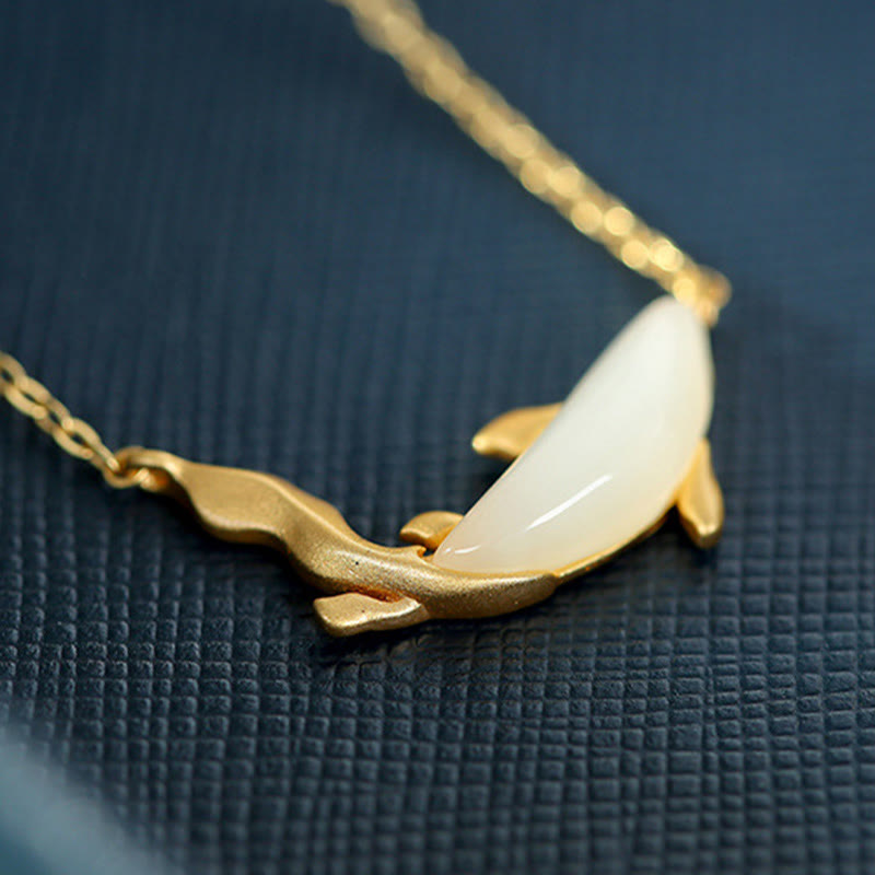 Buddha Stones925スターリングシルバー ホワイトジェイド ドルフィン 幸運のネックレスペンダント - image 8