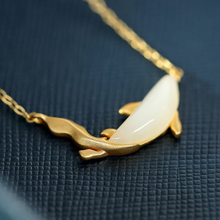 Buddha Stones925スターリングシルバー ホワイトジェイド ドルフィン 幸運のネックレスペンダント - image 8