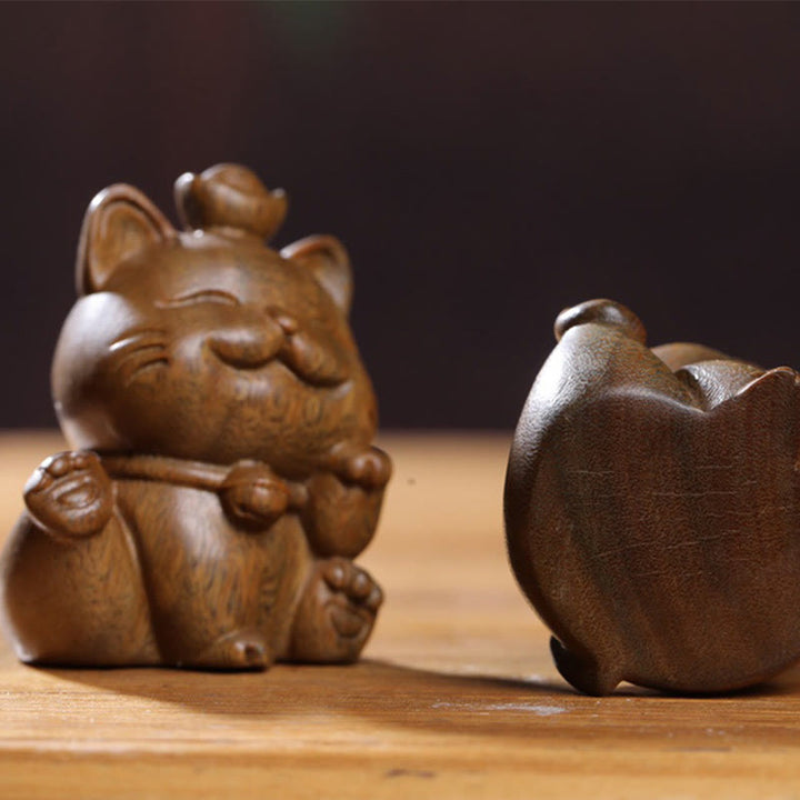 Buddha Stonesミニグリーンサンダルウッドインゴットラッキーキャット彫刻平和デスクデコレーション - image 19