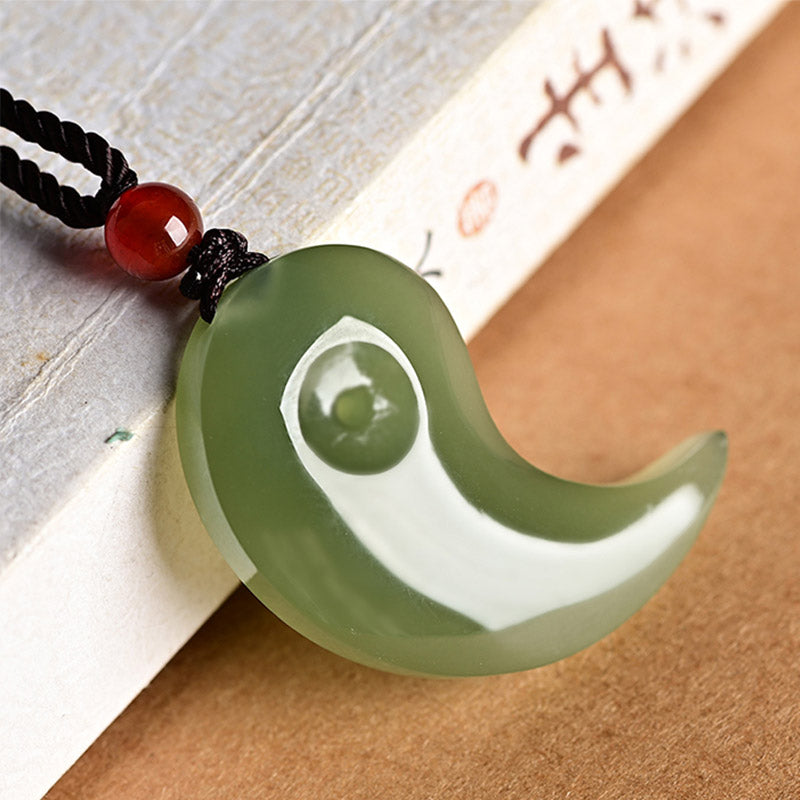 陰陽白翡翠シアン翡翠守護祝福ネックレスペンダント - シアンジェイド - image 2