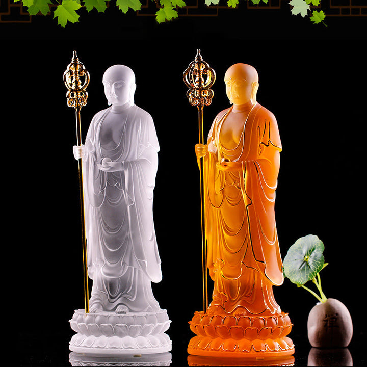 Buddha Stonesハンドメイド 地蔵菩薩像 琉璃クリスタルアートピース 静寂の像 室内装飾