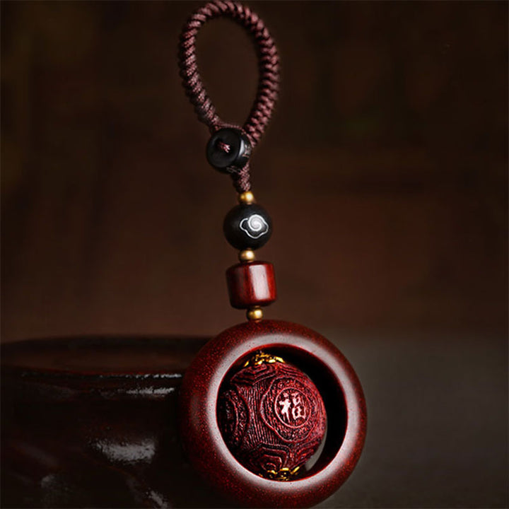 Buddha Stonesチベット小葉 紫檀 黒檀 幸運 守護 回転飾り
