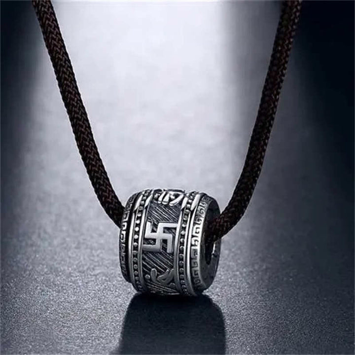 チベットのBuddha Stonesオーム・マニ・パドメ・フム守護のネックレスペンダント - 銀 - 紐ロープ - image 5