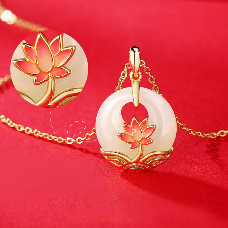 Buddha Stones925スターリングシルバー 和田白翡翠 蓮の花 祝福ネックレスペンダント - image 3