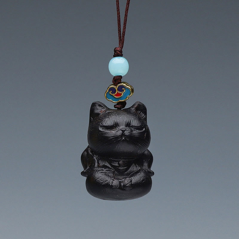 Buddha Stones緑 白檀 ミニ かわいい 動物 ウサギ 猫 鹿 クジラ 繁栄 携帯電話 吊り下げ 飾り - 紅檀猫 3.3×2cm - image 14